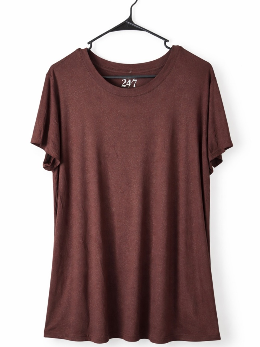 Maurices 24/7 Shimmer Crew Neck Tee XXL Brown Short Sleeve Soft Stretch Top